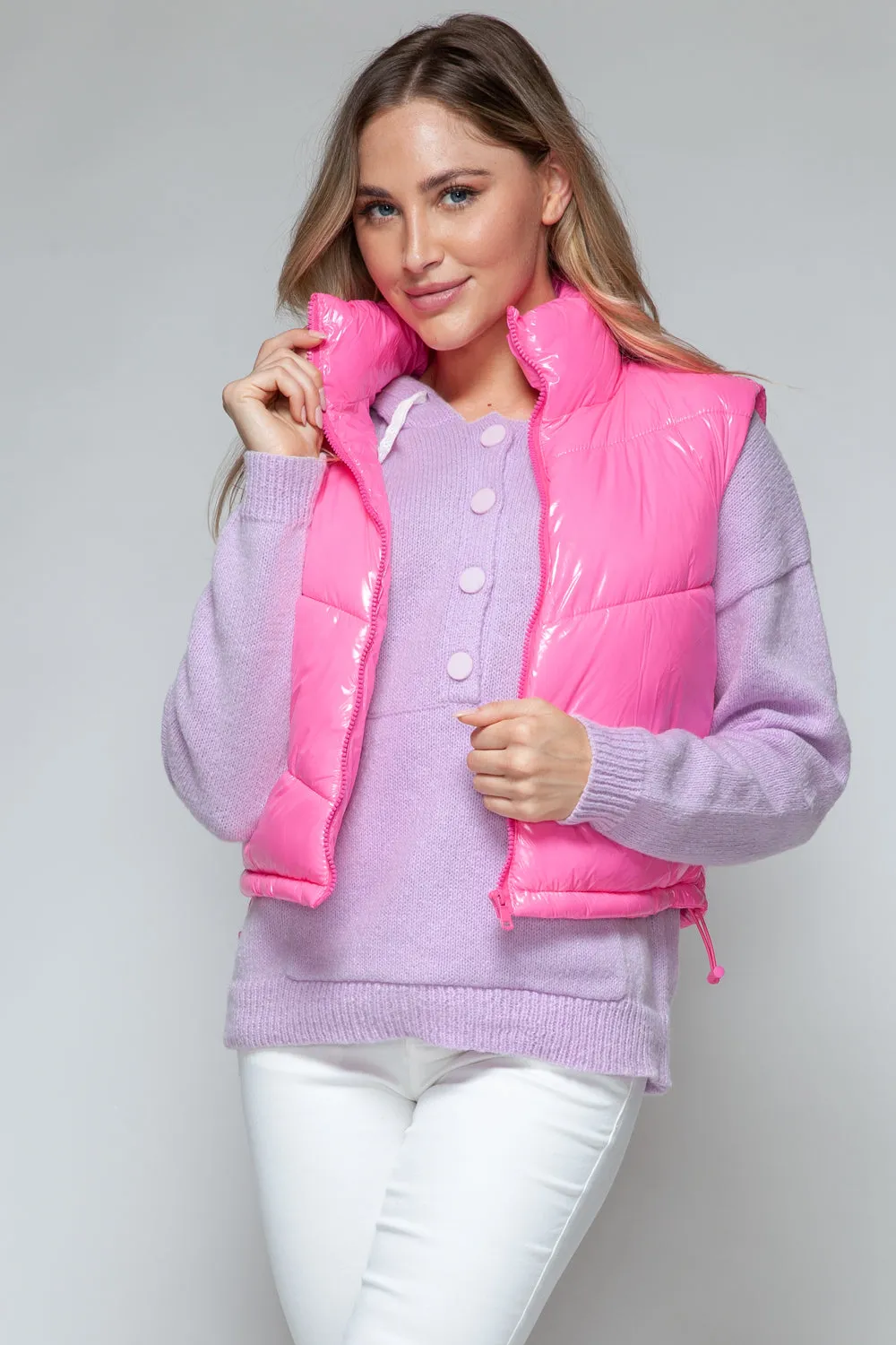 Zip Up Turtleneck Shiny Snobbish Quilted Vest